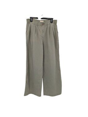 LOFT Wide Leg Pants Minimalist Clean Girl Coastal Pleated Khaki Trousers Medium‎